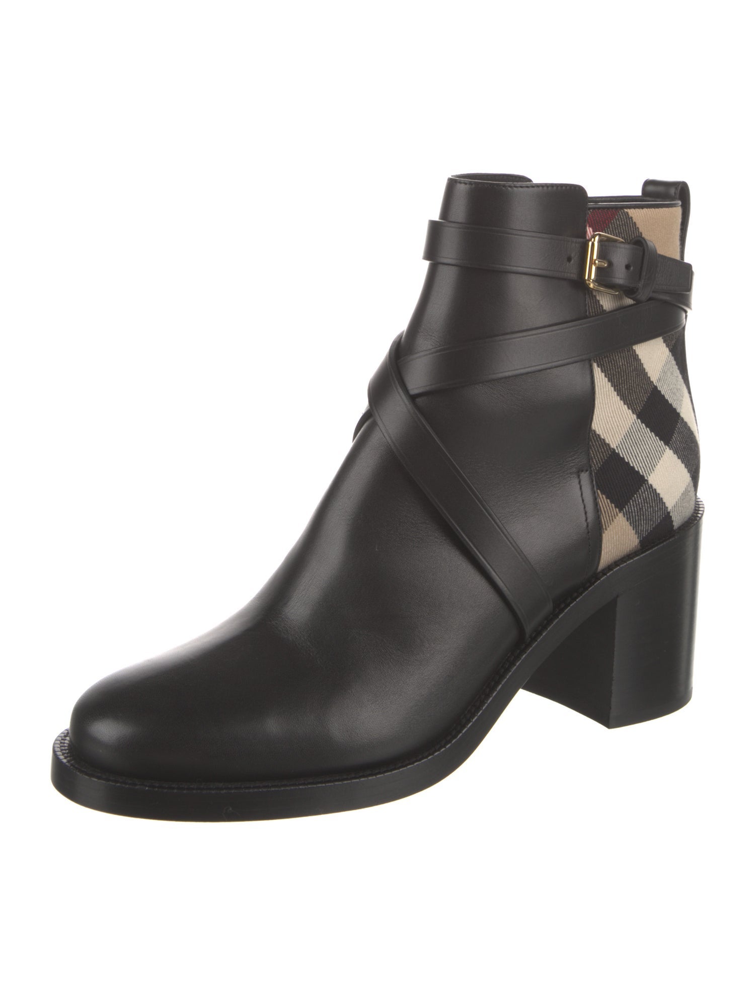 Burberry House Check Pattern Leather Boots